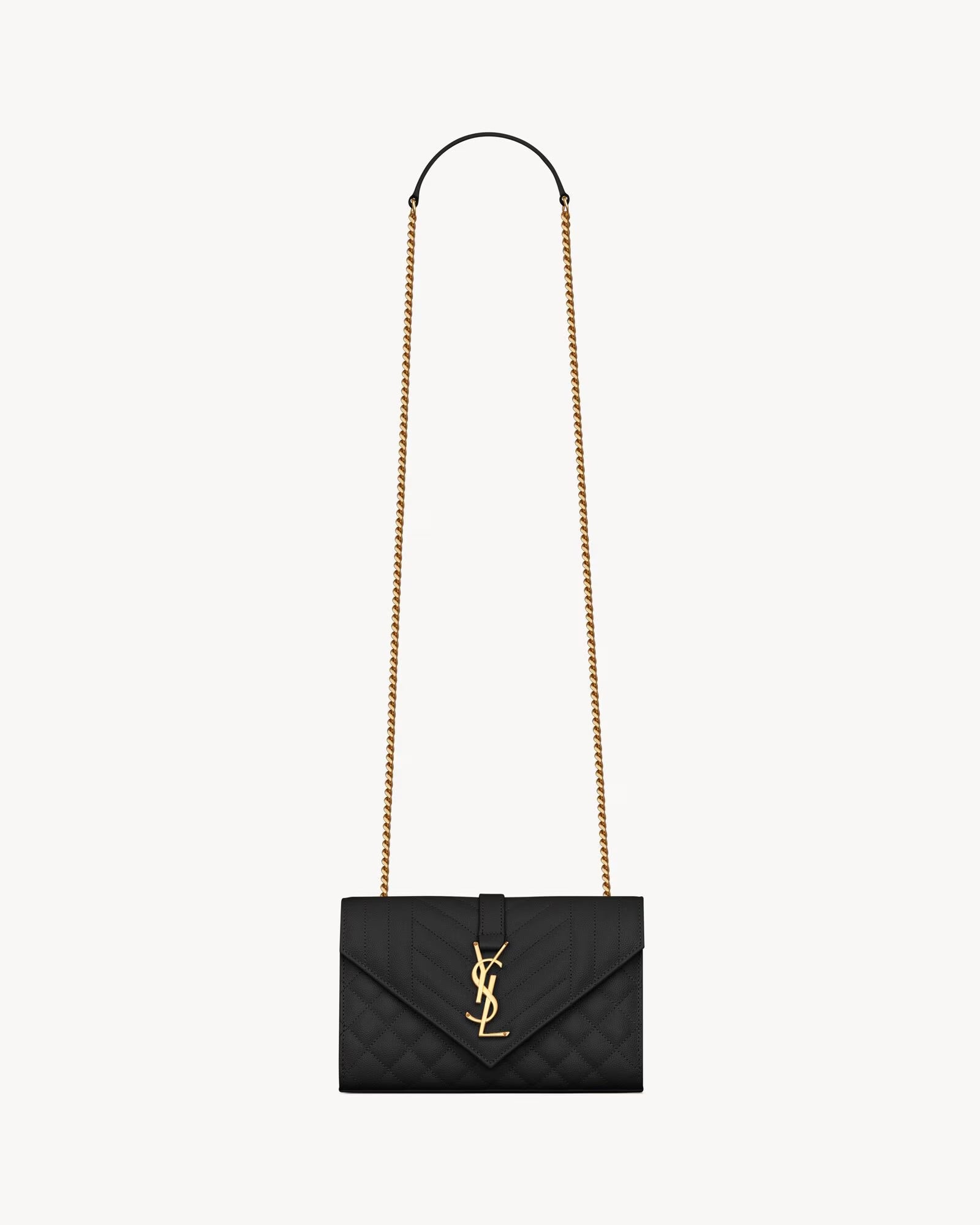 YSL ENVELOPE SMALL IN QUILTED GRAIN DE POUDRE EMBOSSED LEATHER