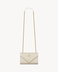 YSL ENVELOPE SMALL IN QUILTED GRAIN DE POUDRE EMBOSSED LEATHER